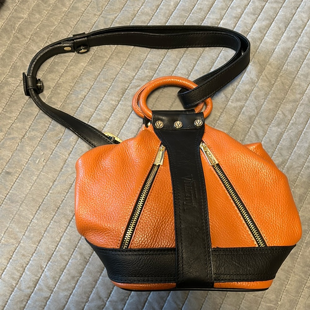 Orange leather bag
